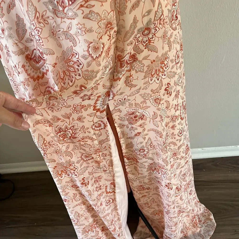 NWT Pink Floral Print Puff Sleeve Cottage Core Bridesmaid Wedding Guest Dress 6 - Picture 6 of 9